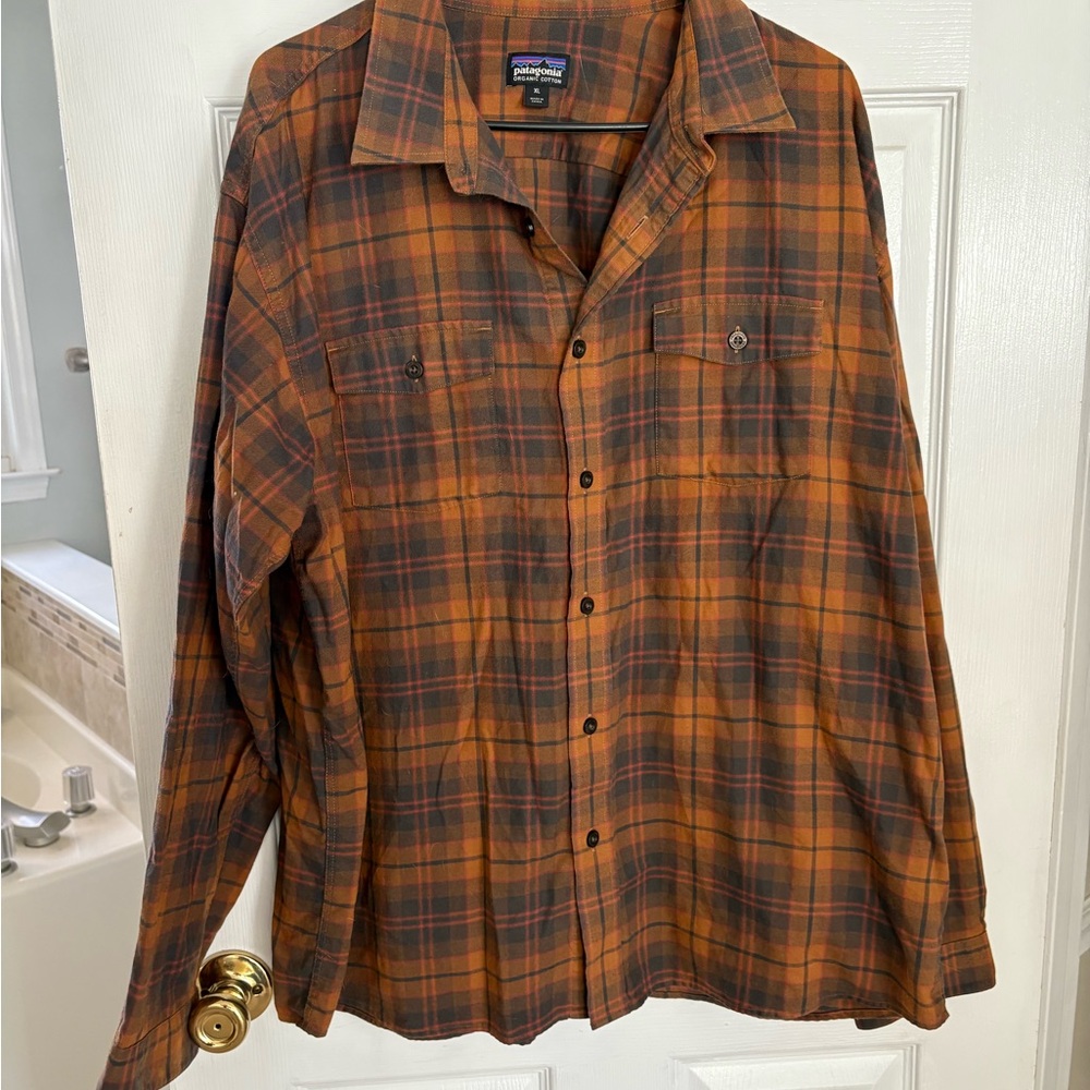 Patagonia Rust and Navy Plaid Shirt